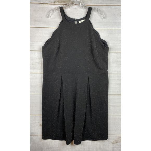 Monteau Dress Womens 3X Black Trendy Plus Size Glitter Halter Neck Stretch NWT - Picture 1 of 10